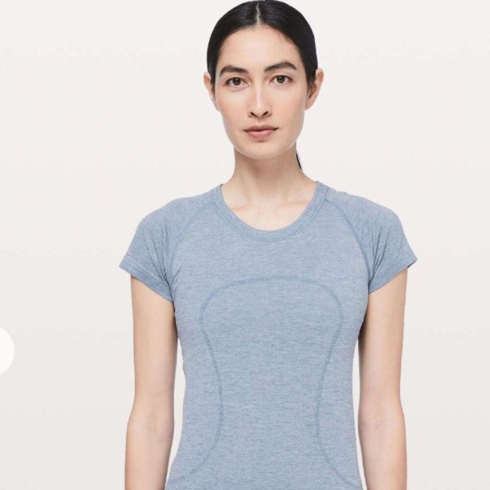 Lululemon Swiftly Tech Short Sleeve Crew Gatsby Blue With Sparkles US 6